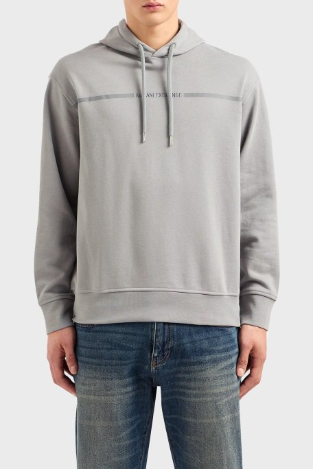 Armani Exchange Pamuklu Regular Fit Kapüşonlu Erkek Sweat 3DZMLF ZJ4XZ 1996 GRİ - Armani Exchange