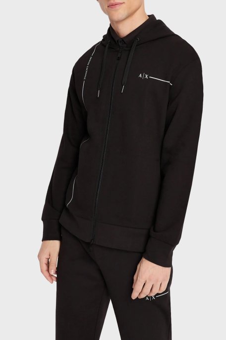 Armani Exchange Pamuklu Regular Fit Kapüşonlu Erkek Sweat 3RZMBB ZJCAZ 1200 SİYAH - Armani Exchange