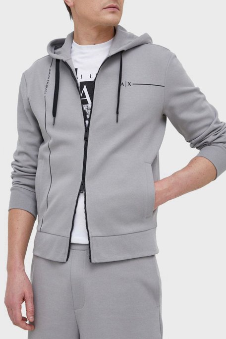 Armani Exchange Pamuklu Regular Fit Kapüşonlu Erkek Sweat 3RZMBB ZJCAZ 1913 GRİ - Armani Exchange