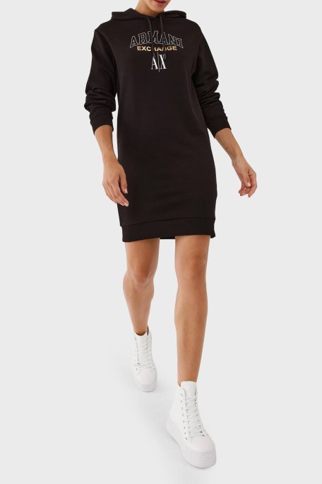 Armani Exchange Pamuklu Regular Fit Kapüşonlu Kışlık Spor Bayan Elbise 6RYA78 YJEBZ 1200 SİYAH - Armani Exchange (1)