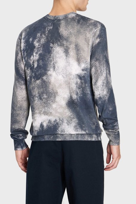 Armani Exchange Pamuklu Regular Fit Logo Detaylı Tasarım Erkek Kazak 6RZM2D ZMW8Z 21CE BEYAZ-MAVİ - Armani Exchange (1)