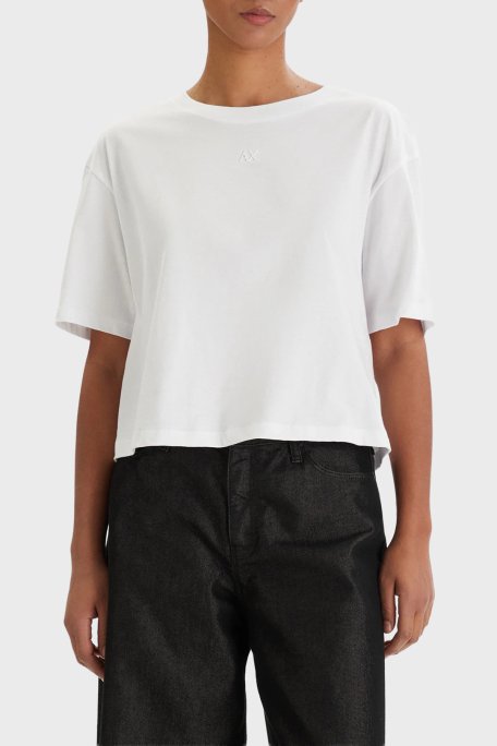 Armani Exchange Pamuklu Regular Fit Logolu Bisiklet Yaka Bayan T Shirt XW001836 AF10356 U0002 BEYAZ - Armani Exchange