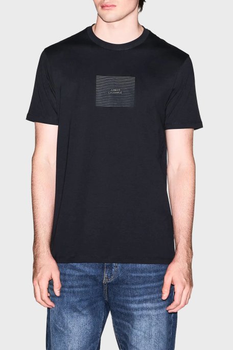 Armani Exchange Pamuklu Regular Fit Logolu Bisiklet Yaka Erkek T Shirt XM002456 AF10356 UB101 LACİVERT - Armani Exchange