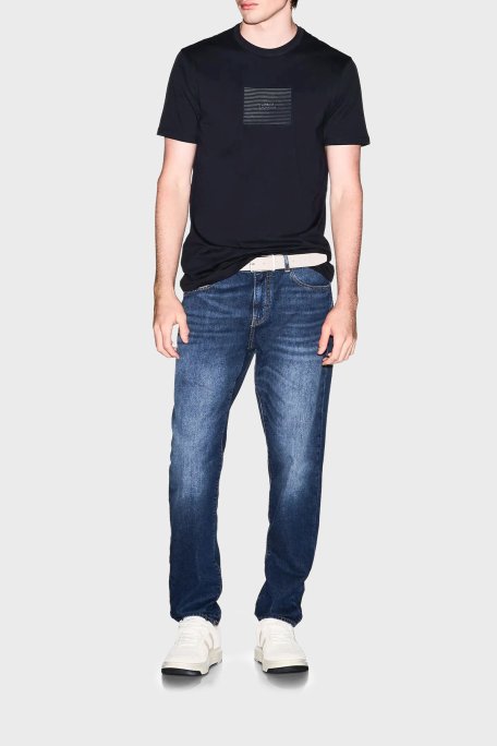 Armani Exchange Pamuklu Regular Fit Logolu Bisiklet Yaka Erkek T Shirt XM002456 AF10356 UB101 LACİVERT - Armani Exchange (1)