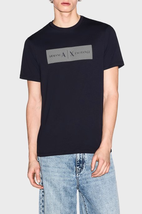 Armani Exchange Pamuklu Regular Fit Logolu Bisiklet Yaka Erkek T Shirt XM002472 AF10356 UB101 LACİVERT - Armani Exchange