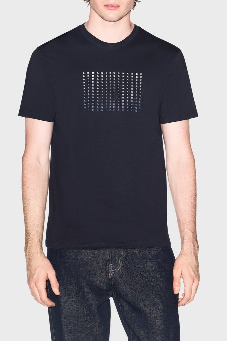 Armani Exchange Pamuklu Regular Fit Logolu Bisiklet Yaka Erkek T Shirt XM002519 AF10334 UB101 LACİVERT - Armani Exchange