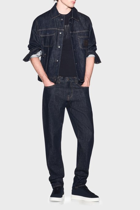 Armani Exchange Pamuklu Regular Fit Logolu Bisiklet Yaka Erkek T Shirt XM002519 AF10334 UB101 LACİVERT - Armani Exchange (1)