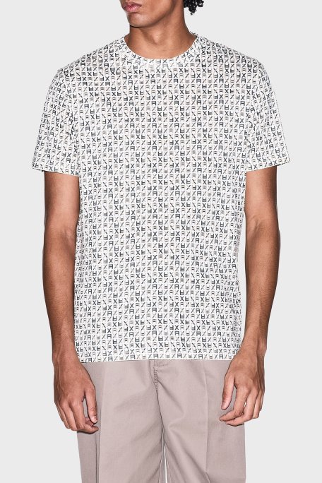 Armani Exchange Pamuklu Regular Fit Logolu Bisiklet Yaka Erkek T Shirt XM002778 AF10356 F1166 EKRU - Armani Exchange