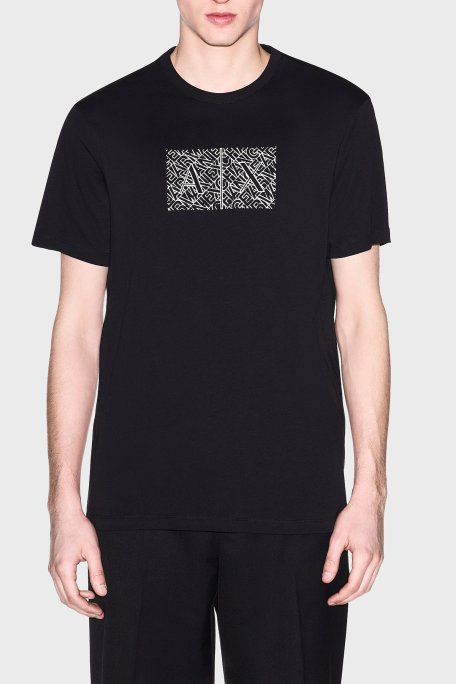 Armani Exchange Pamuklu Regular Fit Logolu Bisiklet Yaka Erkek T Shirt XM002784 AF10356 UC001 SİYAH - Armani Exchange