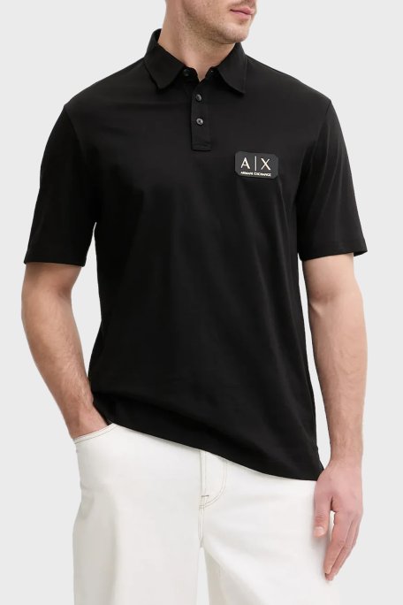 Armani Exchange Pamuklu Regular Fit Logolu Düğmeli Erkek Polo XM002232 AF10364 UC001 SİYAH - Armani Exchange