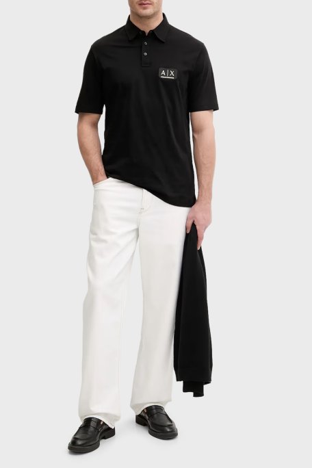 Armani Exchange Pamuklu Regular Fit Logolu Düğmeli Erkek Polo XM002232 AF10364 UC001 SİYAH - Armani Exchange (1)