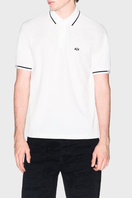 Armani Exchange Pamuklu Regular Fit Logolu Düğmeli Erkek Polo XM002356 AF13026 U0009 BEYAZ - Armani Exchange