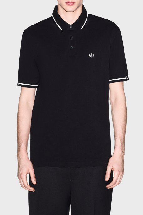 Armani Exchange Pamuklu Regular Fit Logolu Düğmeli Erkek Polo XM002356 AF13026 UC001 SİYAH - Armani Exchange