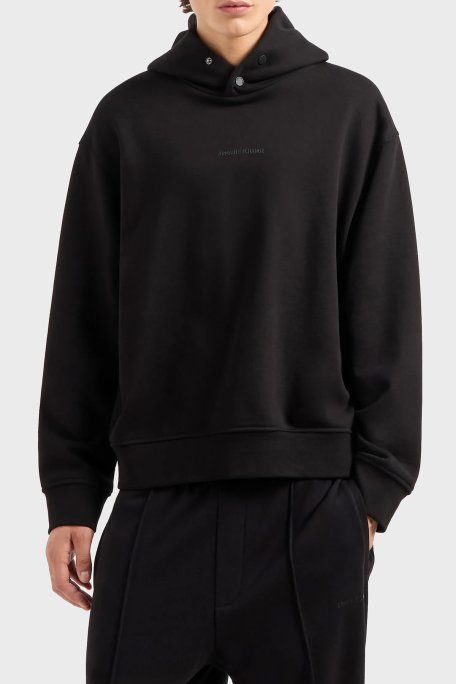 Armani Exchange Pamuklu Regular Fit Logolu Kapüşonlu Erkek Sweat 6DZMLJ ZJ4XZ 1200 SİYAH - Armani Exchange