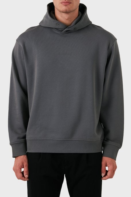 Armani Exchange Pamuklu Regular Fit Logolu Kapüşonlu Yaka Erkek Sweat 6DZMLJ ZJ4XZ 19AA GRİ - Armani Exchange