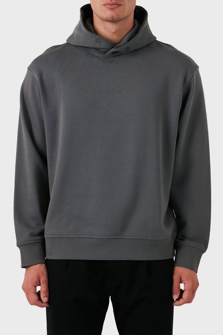 Armani Exchange Pamuklu Regular Fit Logolu Kapüşonlu Yaka Erkek Sweat 6DZMLJ ZJ4XZ 19AA GRİ - Armani Exchange