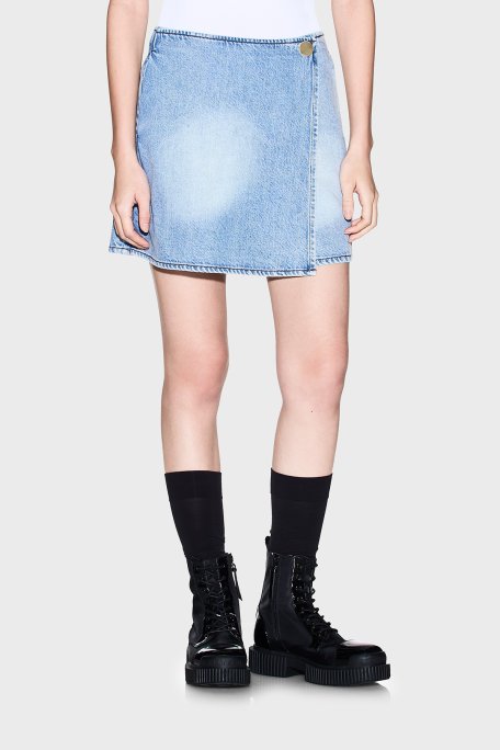 Armani Exchange Pamuklu Regular Fit Mini Etek Bayan Short XW002265 AF21338 MB001 LACİVERT - Armani Exchange