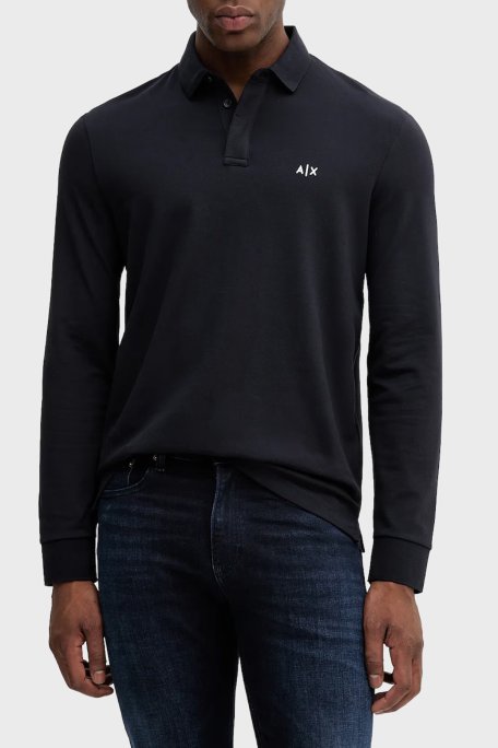Armani Exchange Pamuklu Regular Fit Uzun Kollu Polo Yaka Erkek T Shirt XM001288 AF17321 UB101 LACİVERT - Armani Exchange