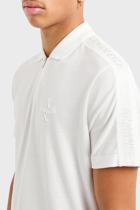 Armani Exchange Pamuklu Regular Fit Yarım Fermuarlı Erkek Polo Yaka T Shirt 6DZFLC ZJM5Z 1116 BEYAZ - Armani Exchange (1)