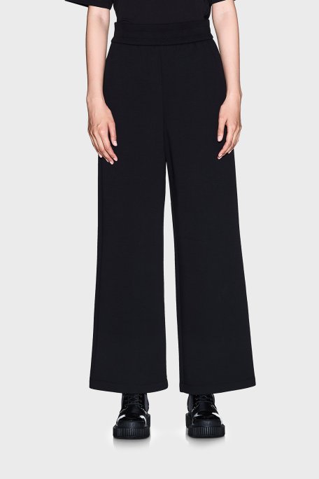 Armani Exchange Pamuklu Regular Fit Yüksek Bel Geniş Paça Bayan Pantolon XW001830 AF10818 UC001 SİYAH - Armani Exchange