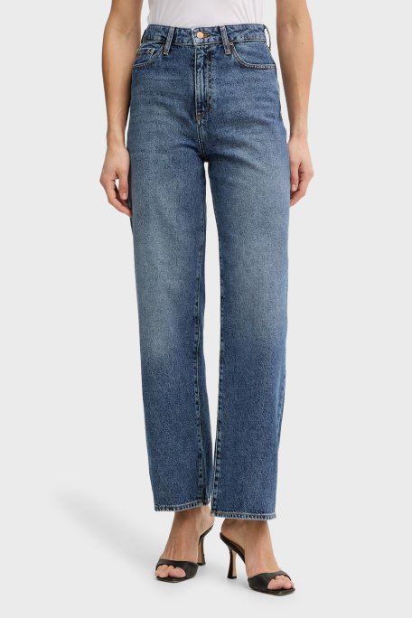 Armani Exchange Pamuklu Regular Fit Yüksek Bel Geniş Paça Jeans Bayan Kot Pantolon XW000100 AF21886 MB001 MAVİ - Armani Exchange