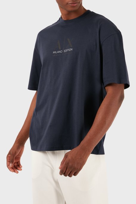 Armani Exchange Pamuklu Relaxed Fit Bisiklet Yaka Erkek T Shirt 3DZTAB ZJ3VZ 15CX LACİVERT - Armani Exchange (1)