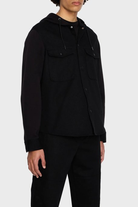 Armani Exchange Pamuklu Relaxed Fit Çift Cepli Kapüşonlu Erkek Gömlek 6RZCL1 Z196Z 1200 SİYAH - Armani Exchange