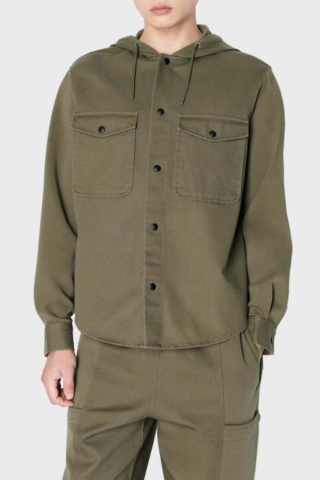 Armani Exchange Pamuklu Relaxed Fit Çift Cepli Kapüşonlu Erkek Gömlek 6RZCL1 Z196Z 1784 HAKİ - Armani Exchange