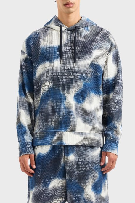 Armani Exchange Pamuklu Relaxed Fit Kapüşonlu Erkek Sweat 3DZMLC ZJ86Z 55JK LACİVERT - Armani Exchange