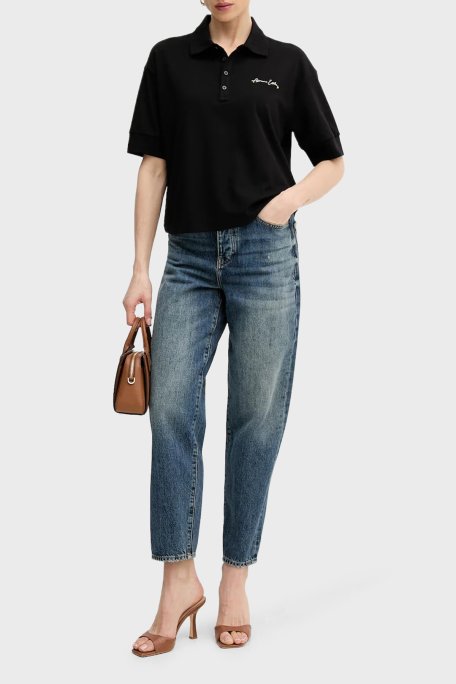 Armani Exchange Pamuklu Relaxed Fit Kısa Kollu Bayan Polo XW000887 AF10819 MC021 SİYAH - Armani Exchange (1)