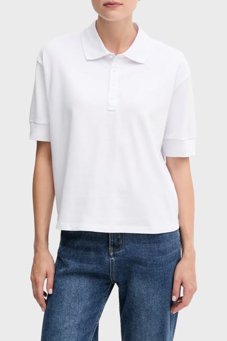 Armani Exchange Pamuklu Relaxed Fit Kısa Kollu Bayan Polo XW000887 AF10819 U0002 BEYAZ - Armani Exchange