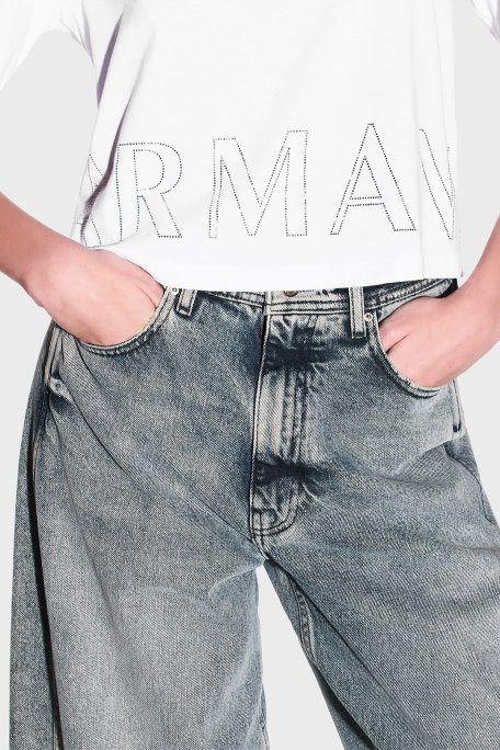 Armani Exchange Pamuklu Relaxed Fit Logolu Bisiklet Yaka Bayan T Shirt XW001709 AF17172 U0002 BEYAZ - Armani Exchange (1)