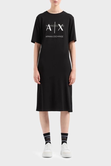 Armani Exchange Pamuklu Relaxed Fit Midi Bayan Elbise 3DYA79 YJ3RZ 1200 SİYAH - Armani Exchange