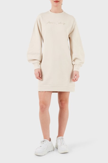 Armani Exchange Pamuklu Relaxed Fit Mini Bayan Elbise 3DYA72 YJFFZ 1787 BEJ - Armani Exchange