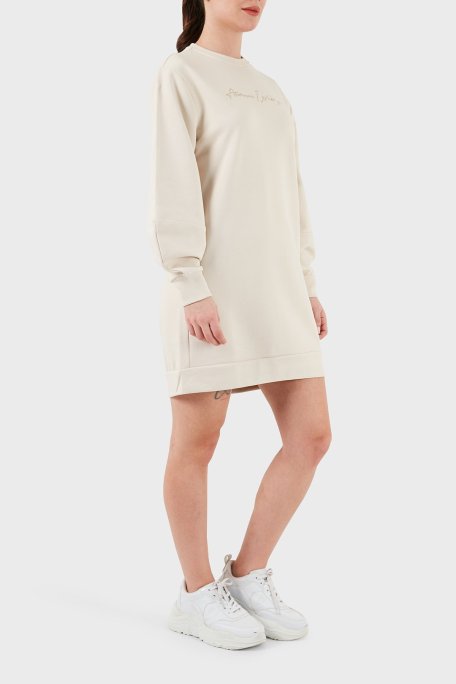 Armani Exchange Pamuklu Relaxed Fit Mini Bayan Elbise 3DYA72 YJFFZ 1787 BEJ - Armani Exchange (1)