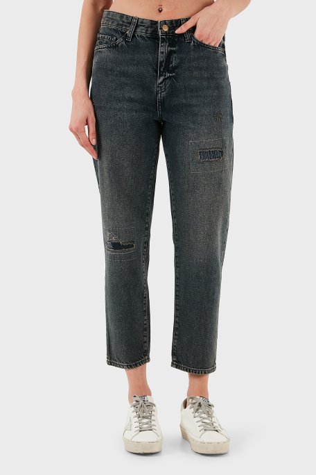 Armani Exchange Pamuklu Relaxed Fit Normal Bel Düz Paça Jeans Bayan Kot Pantolon XW000073 AF14470 MB001 BEJ - Armani Exchange