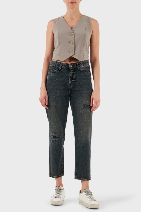 Armani Exchange Pamuklu Relaxed Fit Normal Bel Düz Paça Jeans Bayan Kot Pantolon XW000073 AF14470 MB001 BEJ - Armani Exchange (1)