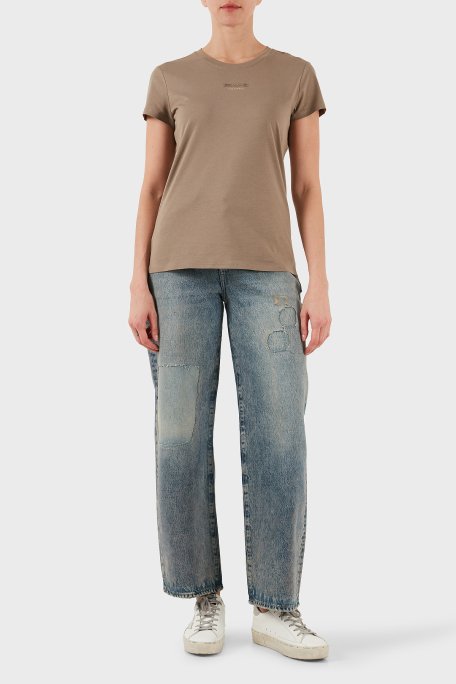 Armani Exchange Pamuklu Relaxed Fit Normal Bel Düz Paça Jeans Bayan Kot Pantolon XW000100 AF14483 MB001 BEJ - Armani Exchange (1)