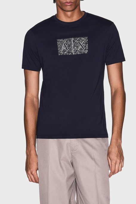 Armani Exchange Pamuklu Slim Fit Bisiklet Yaka Erkek T Shirt XM002784 AF10356 UB096 LACİVERT - Armani Exchange