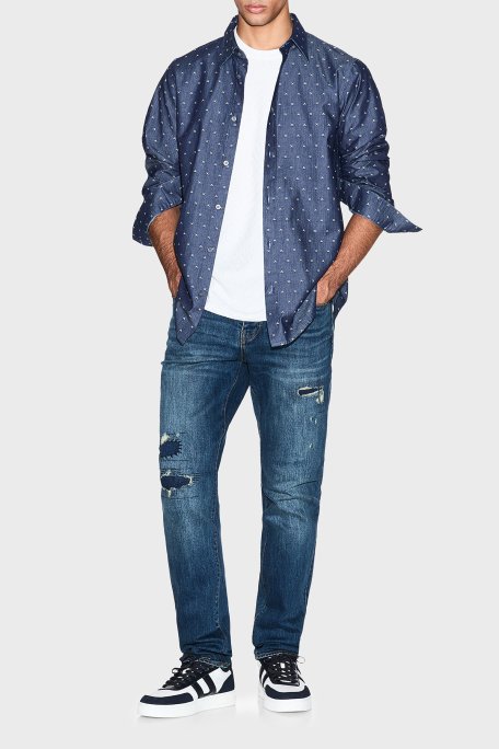 Armani Exchange Pamuklu Slim Fit Normal Bel Dar Paça Jeans Erkek Kot Pantolon XM000070 AF17092 MB001 LACİVERT - Armani Exchange (1)