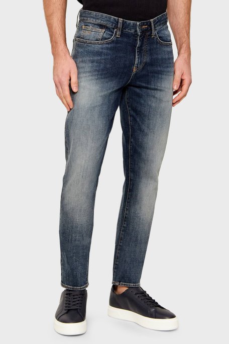 Armani Exchange Pamuklu Slim Fit Normal Bel Dar Paça Jeans Erkek Kot Pantolon XM000070 AF24012 MB001 LACİVERT - Armani Exchange