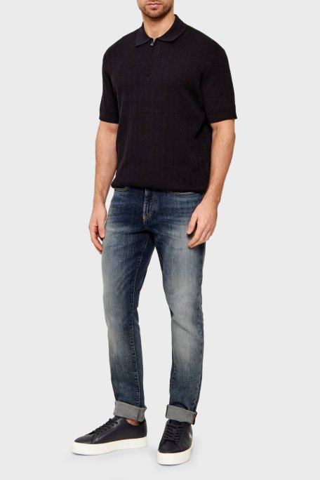Armani Exchange Pamuklu Slim Fit Normal Bel Dar Paça Jeans Erkek Kot Pantolon XM000070 AF24012 MB001 LACİVERT - Armani Exchange (1)