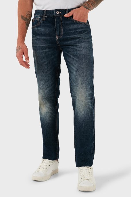 Armani Exchange Pamuklu Slim Fit Normal Bel Düz Paça Esnek Jeans Erkek Kot Pantolon XM000049 AF18810 MB001 MAVİ - Armani Exchange
