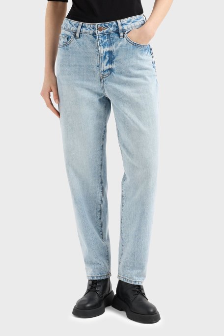 Armani Exchange Pamuklu Tapered Fit Daralan Paça Jeans Bayan Kot Pantolon XW000128 AF12860 MB001 AÇIK MAVİ - Armani Exchange