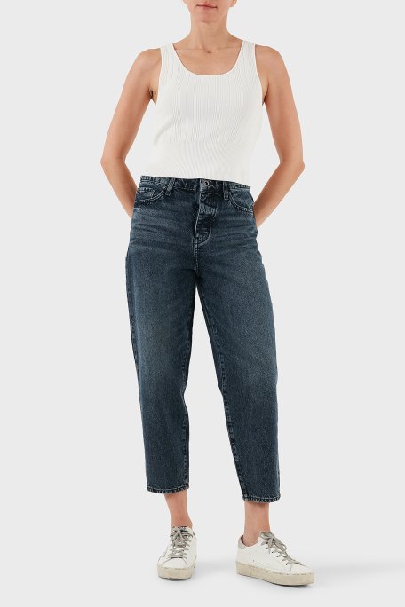 Armani Exchange Pamuklu Tapered Fit Normal Bel Daralan Paça Jeans Bayan Kot Pantolon XW000128 AF14471 MB001 BEJ - Armani Exchange (1)