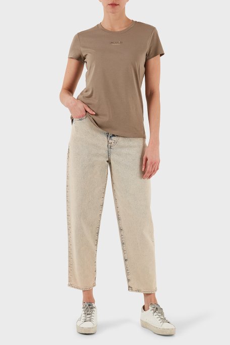 Armani Exchange Pamuklu Tapered Fit Normal Bel Daralan Paça Jeans Bayan Kot Pantolon XW000128 AF14487 MB001 BEJ - Armani Exchange (1)