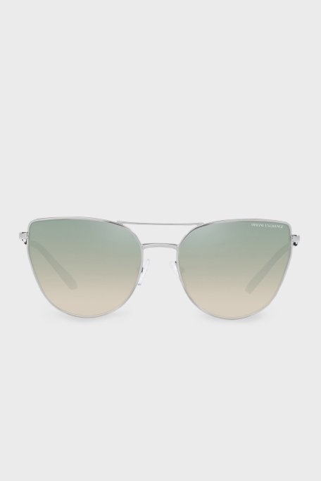 Armani Exchange Polikarbon Kedi Güneş Bayan Gözlük 0AX2045S 6043W0 56 Parlak Gümüş-Yeşil Aynalı Gümü - Armani Exchange