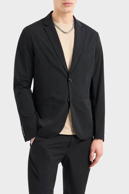 Armani Exchange Regular Fit Düğmeli Blazer Erkek Ceket 8NZG49 ZNYZZ 1200 SİYAH - Armani Exchange