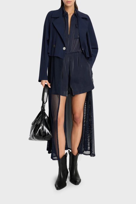Armani Exchange Regular Fit Gömlek Yaka Mini Kadın Tulum 3DYA18 YNUUZ 1593 LACİVERT - Armani Exchange (1)