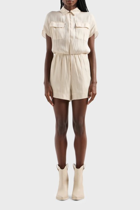 Armani Exchange Regular Fit Gömlek Yaka Mini Bayan Tulum 3DYA18 YNUUZ 1787 BEJ - Armani Exchange